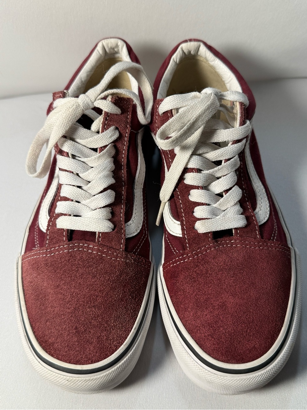 Vans Burgundy and White Low-Top Sneakers